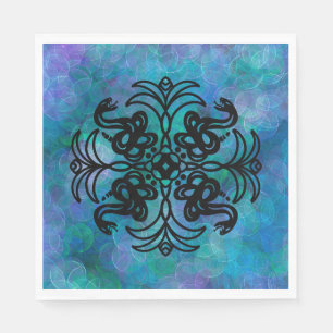Serviette En Papier Serpent tribal noir et bleu