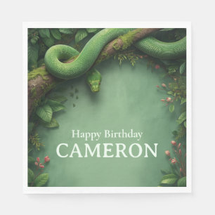 Serviette En Papier Serpent Vert de la Forêt Tropicale Nom Personnalis