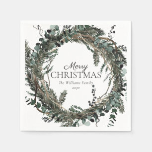 Serviette En Papier Serre d'hiver rustique Dusty Joyeux Noël