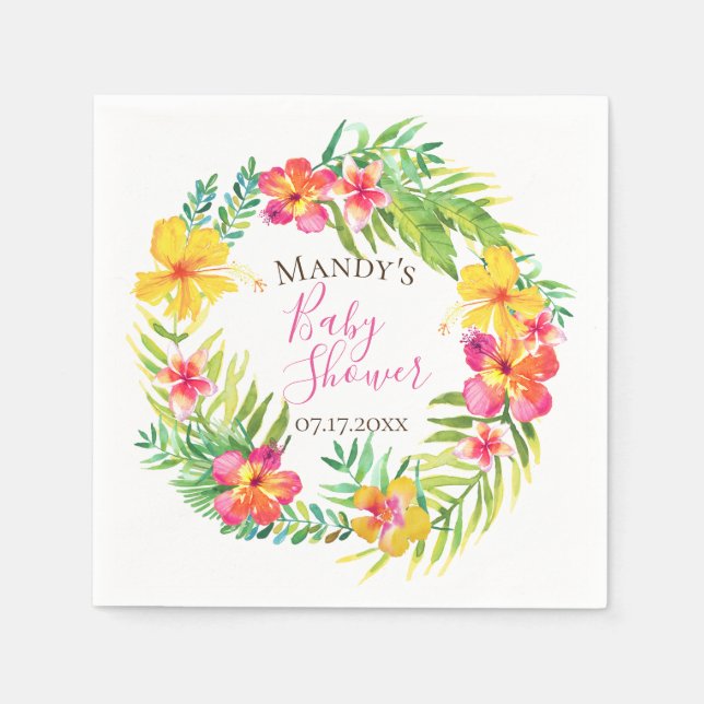 Serviette En Papier Serre florale tropicale personnalisée (Devant)