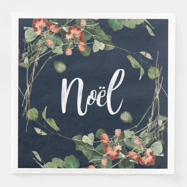 Serviette En Papier Serre Noel/Noël avec baies (Devant)