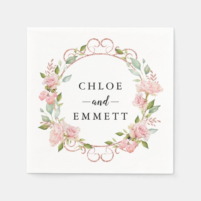 Serviette En Papier Serre rose rose rose rousse rustique (Devant)