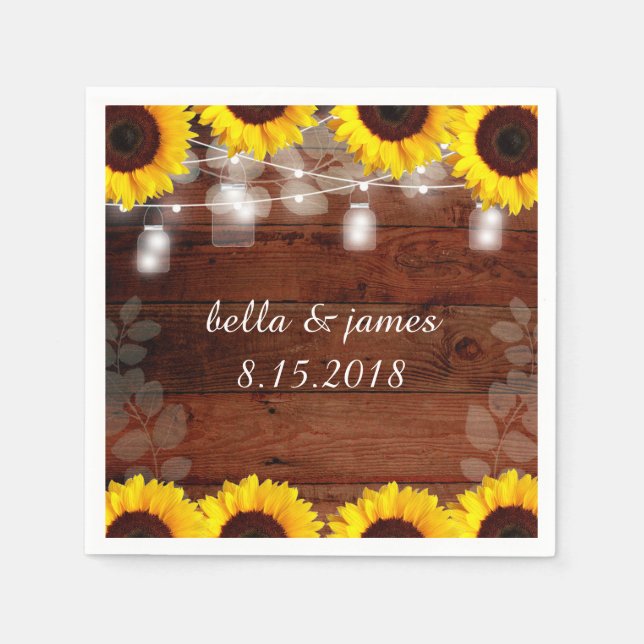 Serviette En Papier Serrure Rustique Lumières Tournesol Papier (Devant)