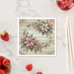 Serviette En Papier Sertissage Chic Poinsettia Garland Découpage