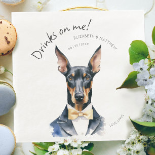 Serviette En Papier Serveur Doberman Élégant Aquarelle Personnalisable