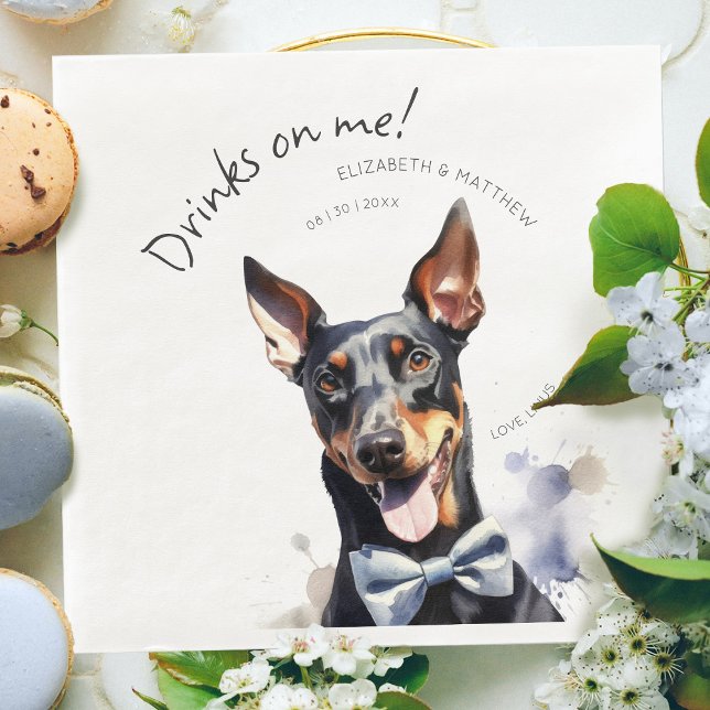 Serviette En Papier Serveur élégant Dobermann aquarelle personnalisabl (Créateur téléchargé)