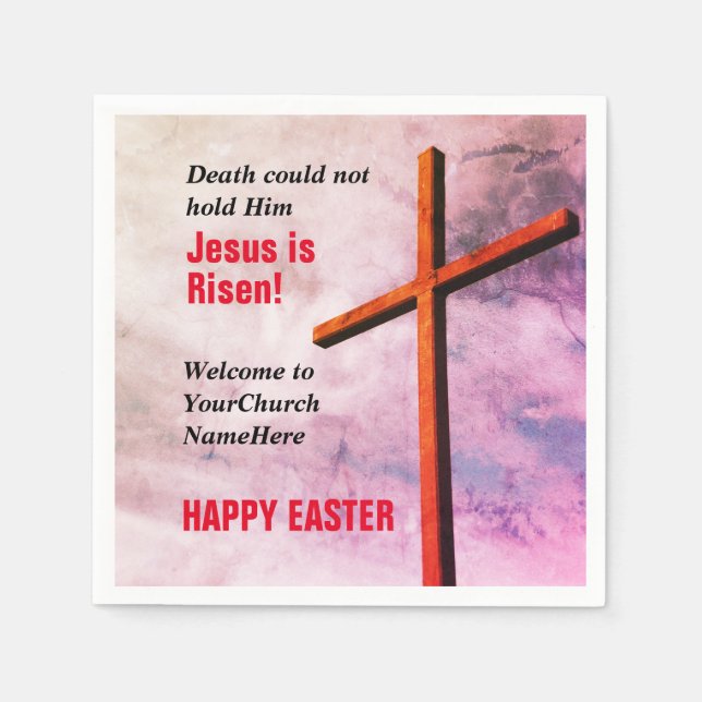 Serviette En Papier SERVICES D'ÉGLISE DE PÂQUES | Jésus est ressuscité (Devant)