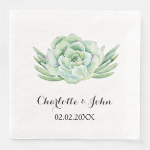 Serviette En Papier serviette à mariage de couleur aquarelle succulent