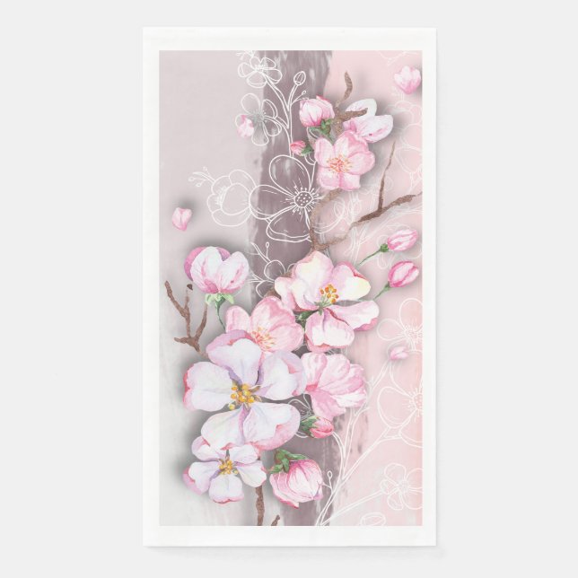 Serviette En Papier Serviette Abstraite en fleur de cerise (Devant)
