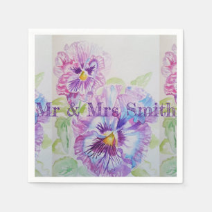 Serviette En Papier Serviette d'aquarelle pourpre Shabby Pansy