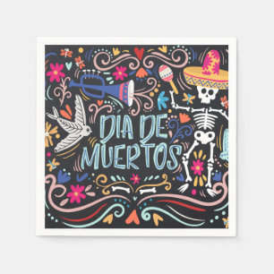 Serviette En Papier Serviette de Colorful Dia de los Muertos