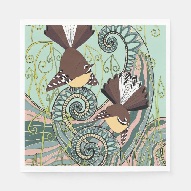 Serviette En Papier Serviette de conception d'oiseaux (Devant)