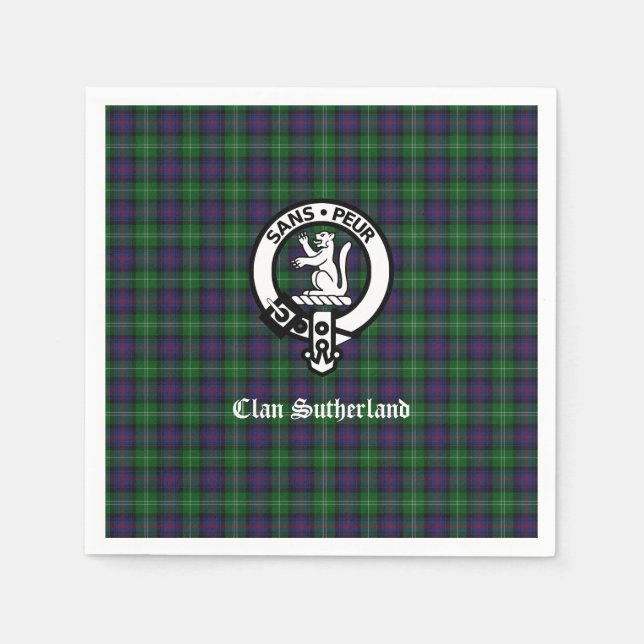 Serviette En Papier Serviette de cuisine Clan Sutherland Crest & Tarta (Devant)