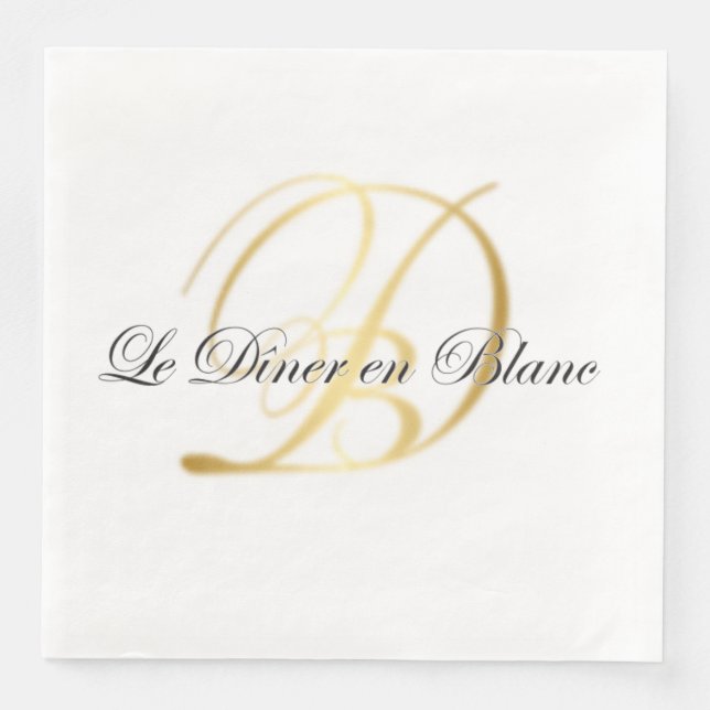 Serviette En Papier Serviette de dîner monogramme pour Diner en Blanc (Devant)