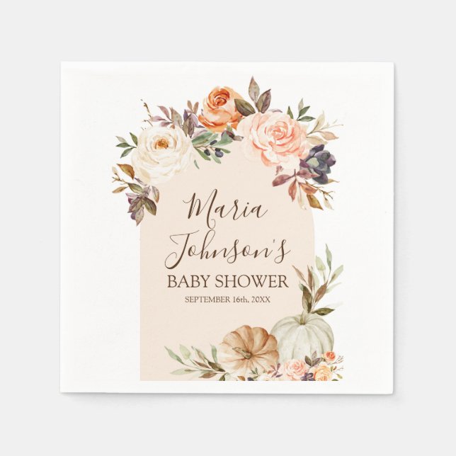Serviette En Papier Serviette de douche de mariage floral de citrouill (Devant)