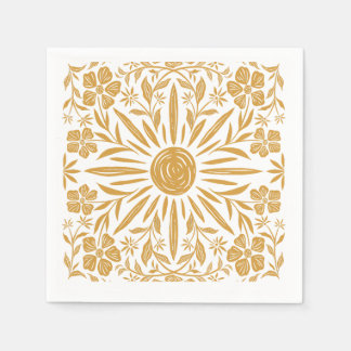 Serviette En Papier Serviette de fête à motif floral et soleil jaune