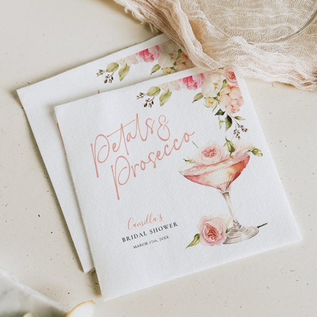 Serviette En Papier Serviette de Fête de Mariage Rose et Prosecco (Créateur téléchargé)