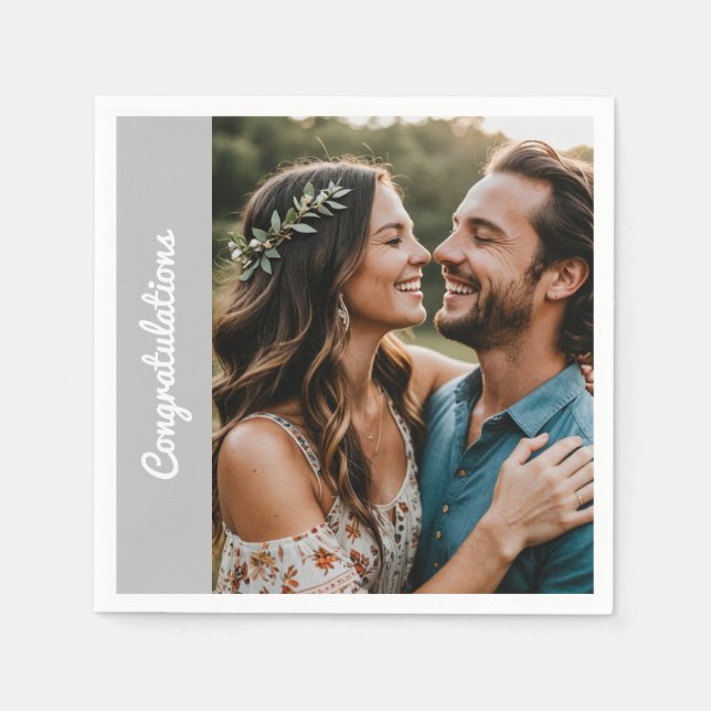 Serviette En Papier "Serviette de fête personnalisée – Photo et texte  (Devant)