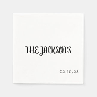 Serviette En Papier Serviette de mariage simple avec nom de famille du