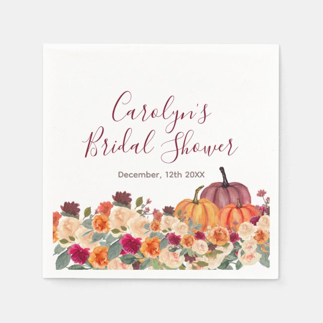 Serviette En Papier Serviette de salle pour mariage floral Citrouille  (Devant)