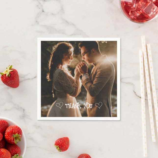 Serviette En Papier Serviette de typographie de photo personnalisée (En situation)