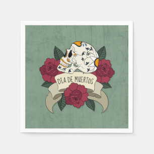 Serviette En Papier Serviette florale de Skull Dia de los Muertos  
