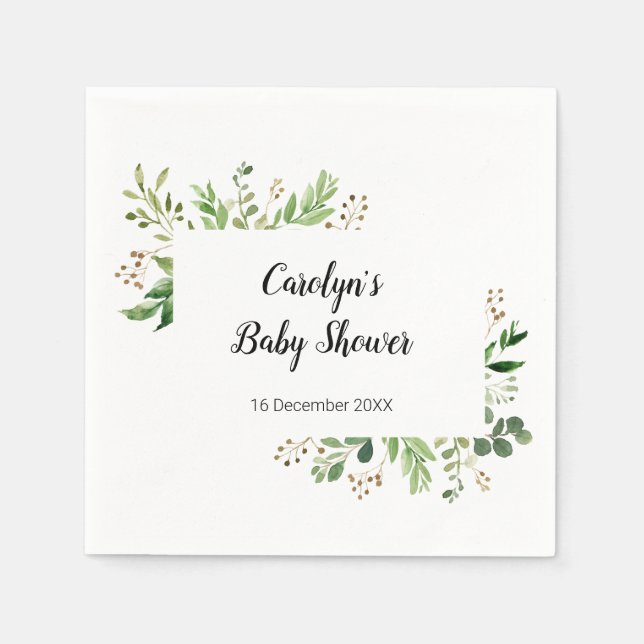 Serviette En Papier Serviette pour Baby Shower Rustique avec Feuillage (Devant)