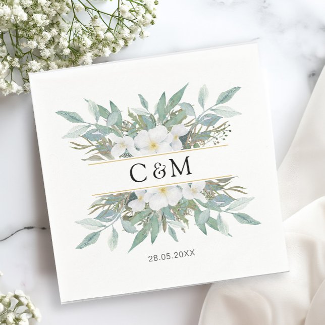 Serviette En Papier Serviette simple et élégante d'eucalyptus (Créateur téléchargé)