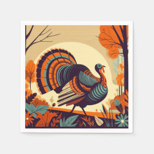 Serviette En Papier Serviette Thanksgiving avec Turquie moderne du mil