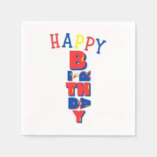 Serviette En Papier Serviettes 3 plis Joyeux Anniversaire Color Remix