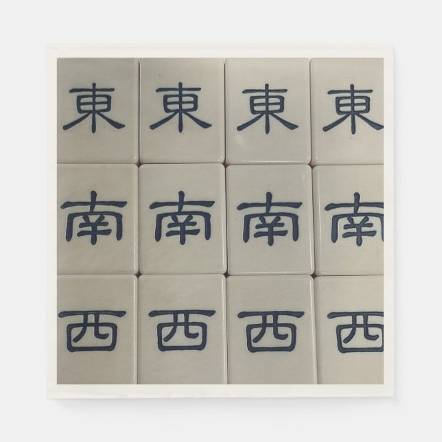Serviette En Papier Serviettes à carreaux de mahjong chinois (Devant)