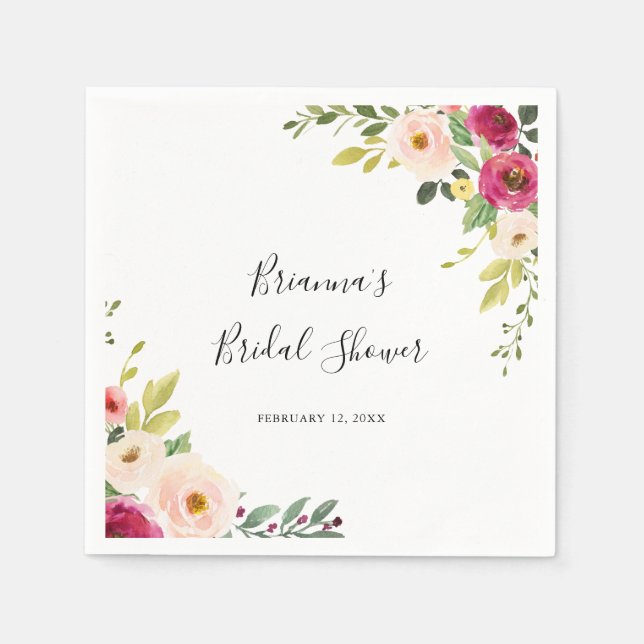 Serviette En Papier Serviettes à Fête des mariées florale rose verdoya (Devant)