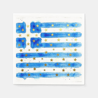 Serviette En Papier Serviettes à l'aquarelle Drapeau Grec.