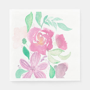 Serviette En Papier Serviettes à motif floral aquarelle peintes à la m