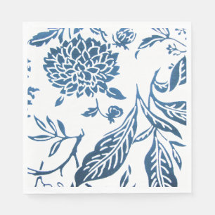 Serviette En Papier Serviettes à motif floral bleu marine et blanc