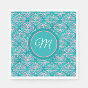 Serviette En Papier Serviettes à motif sarcelle monogrammées