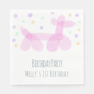 Serviette En Papier Serviettes Animaux en Ballon Rose Pastel pour Anni