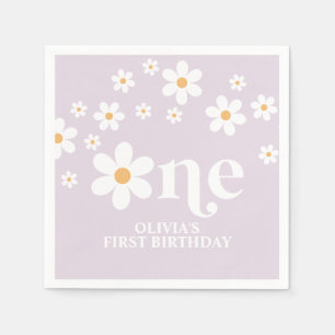 Serviette En Papier Serviettes anniversaire 1 an motif floral margueri