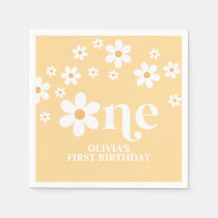 Serviette En Papier Serviettes anniversaire 1 an motif floral margueri