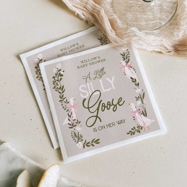 Serviette En Papier Serviettes Baby shower fille rose oie soie (Créateur téléchargé)