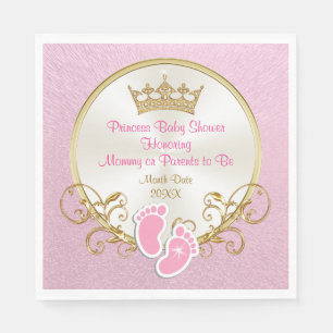 Serviette En Papier Serviettes Baby shower rose et or Princess