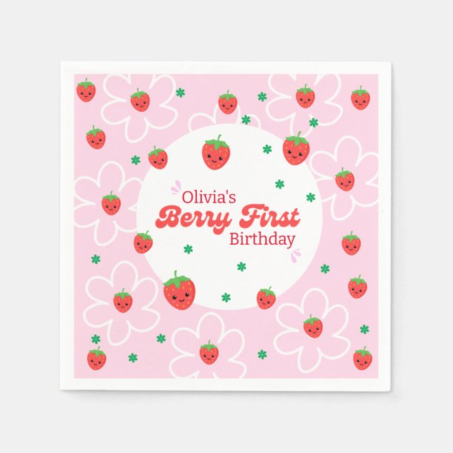 Serviette En Papier Serviettes Berry premier anniversaire (Devant)