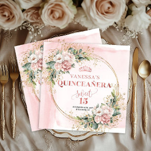 Serviette En Papier Serviettes botaniques Rose Gold pour fête de Quinc