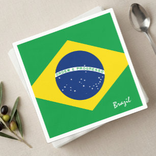Serviette En Papier Serviettes Brésil, Drapeau brésilien fête / sports
