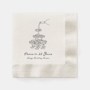 Serviette En Papier Serviettes Champagne personnalisées 22e anniversai