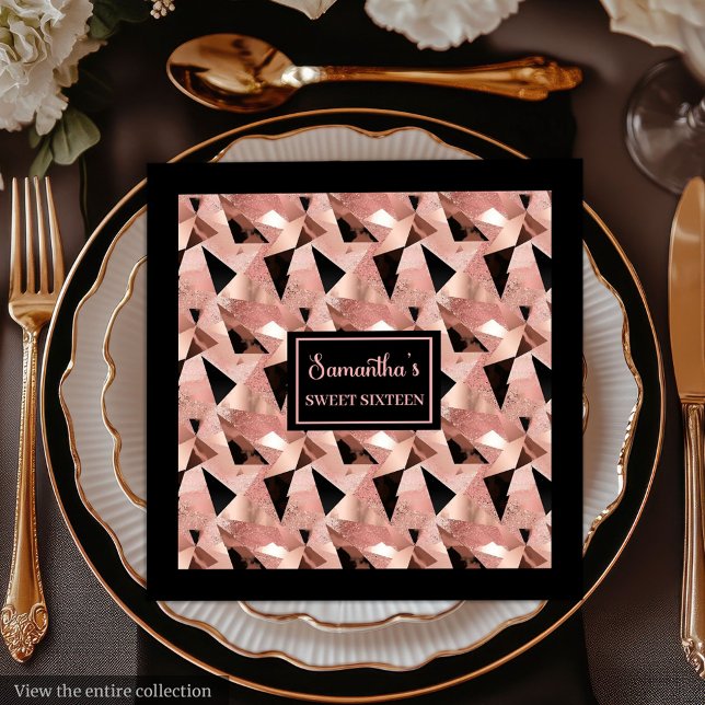 Serviette En Papier Serviettes chatoyantes Rose or & noir (Trendy Napkins Shimmering Rose Gold & Black)