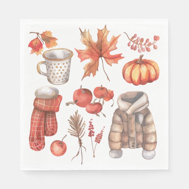 Serviette En Papier Serviettes Citrouilles d'automne pour Baby shower  (Devant)