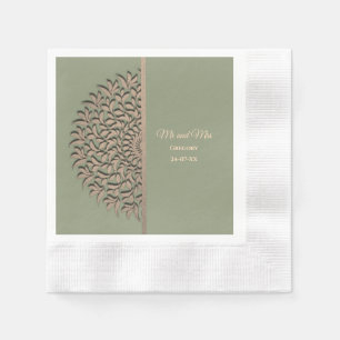 Serviette En Papier Serviettes classiques vert sauge et or modernes