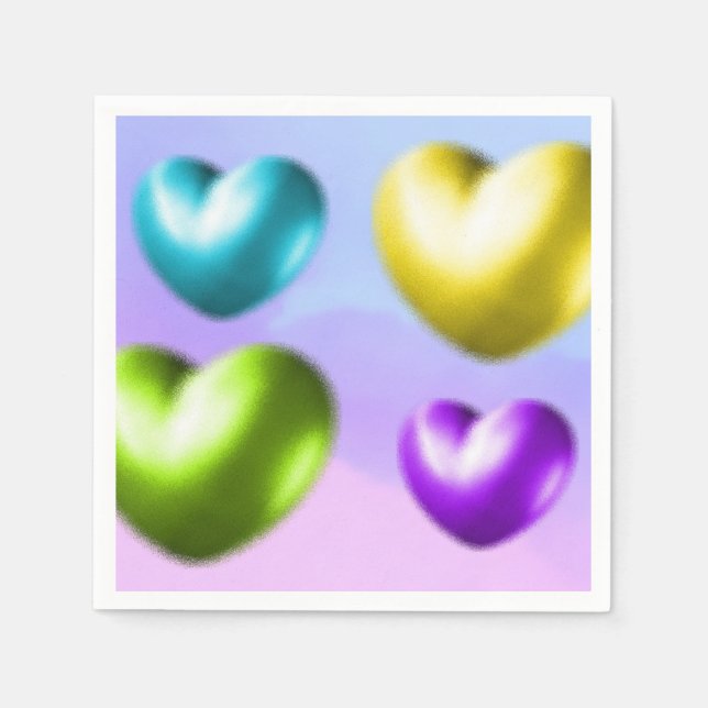 Serviette En Papier Serviettes Coeurs Vibrants (Devant)