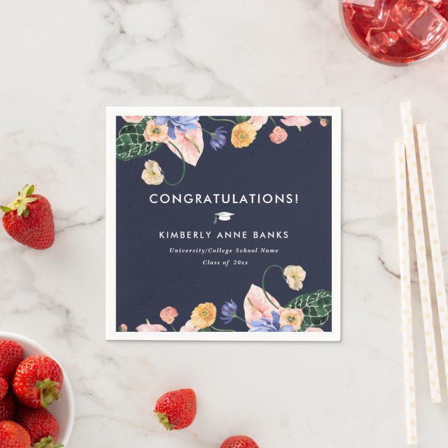 Serviette En Papier Serviettes colorées de graduation florale en été (En situation)